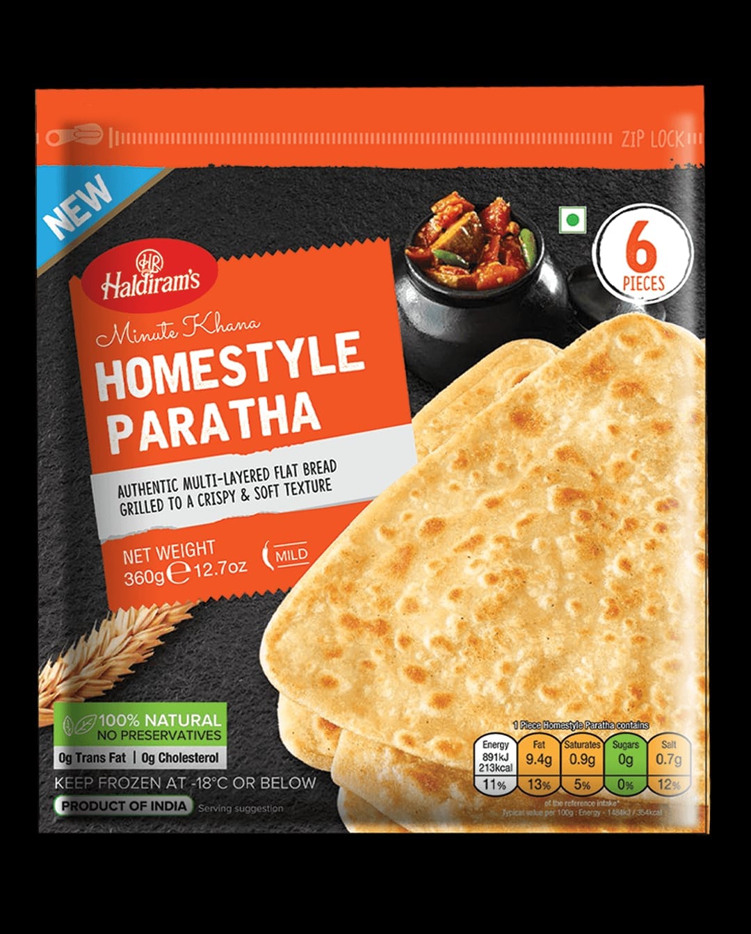 Frozen Home Style Paratha 360g (Haldirams)