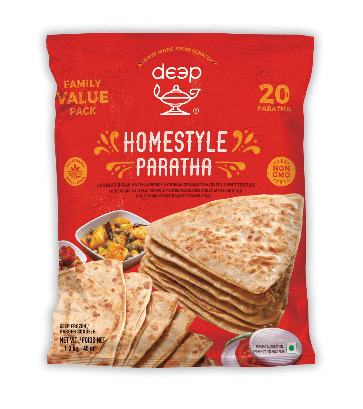 Frozen Family Pack Home Style Paratha 1.3kg - 20 Paratha (Deep)