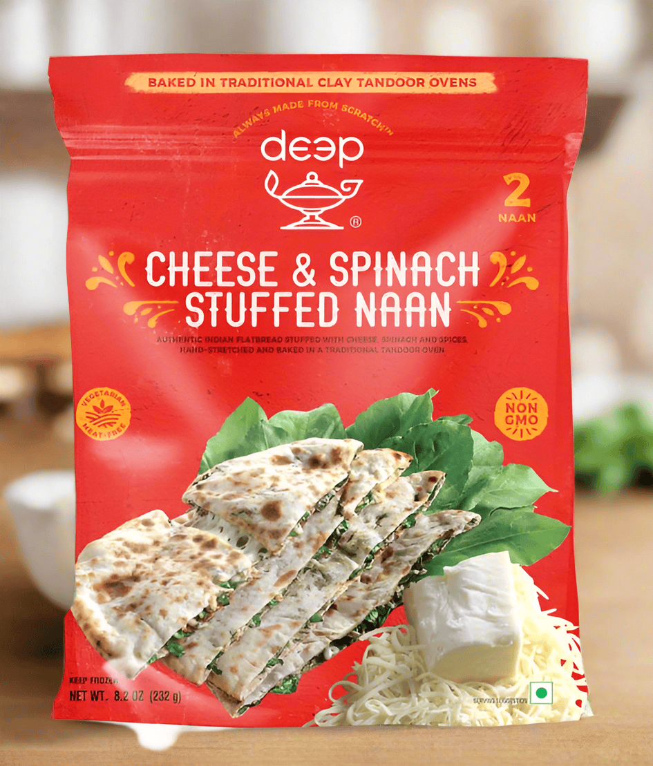 Frozen Cheese & Spinach Stuffed Naan 232g - 2 Naan (Deep)