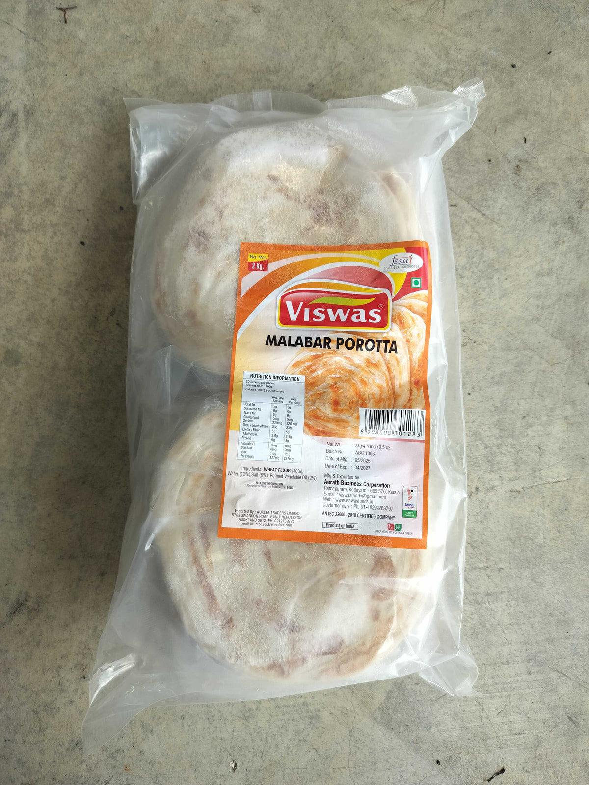 Frozen Malabar Parotta 2Kg (Viswas)