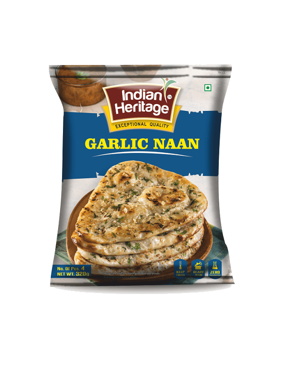 Frozen Garlic Naan 320g (Pack of 4) (Indian Heritage)