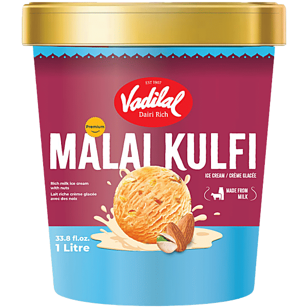 Vadilal Malai Kulfi Ice Cream 1 Ltr