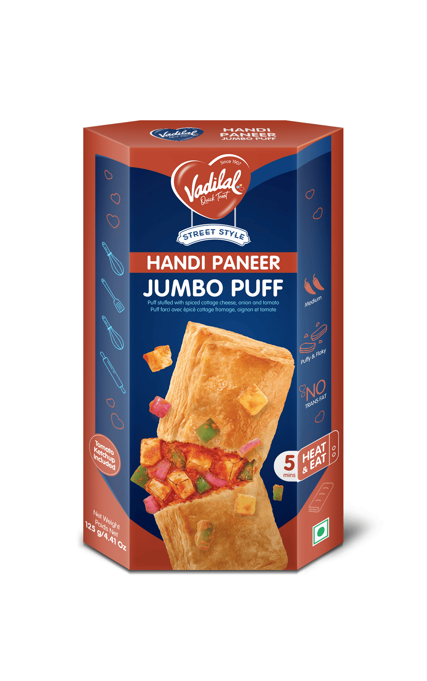 Vadilal Handi Paneer Jumbo Puff 125g