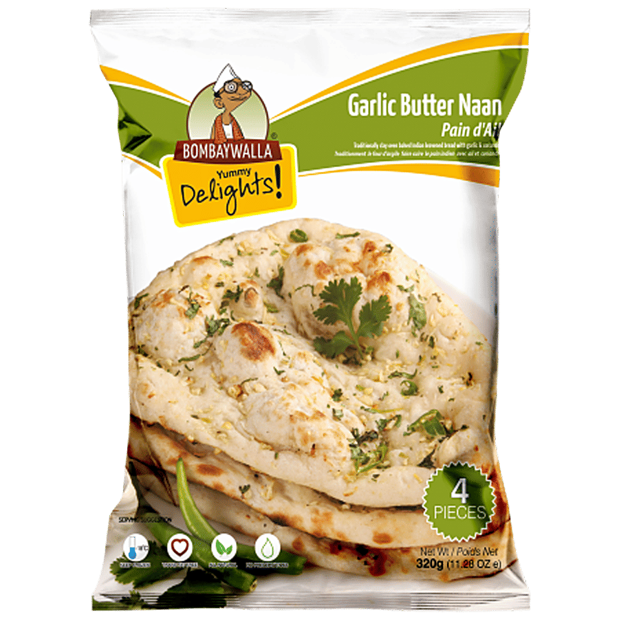 Bombaywalla Garlic Naan Bulk 80g x 16pcs