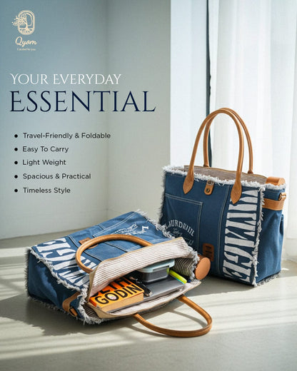 Qyom Bag Blue - Vintage Canvas Bag