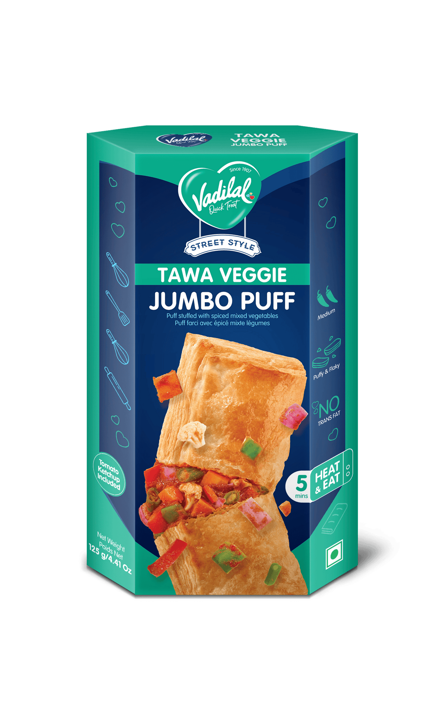Vadilal Tawa Veggie Jumbo Puff 125g