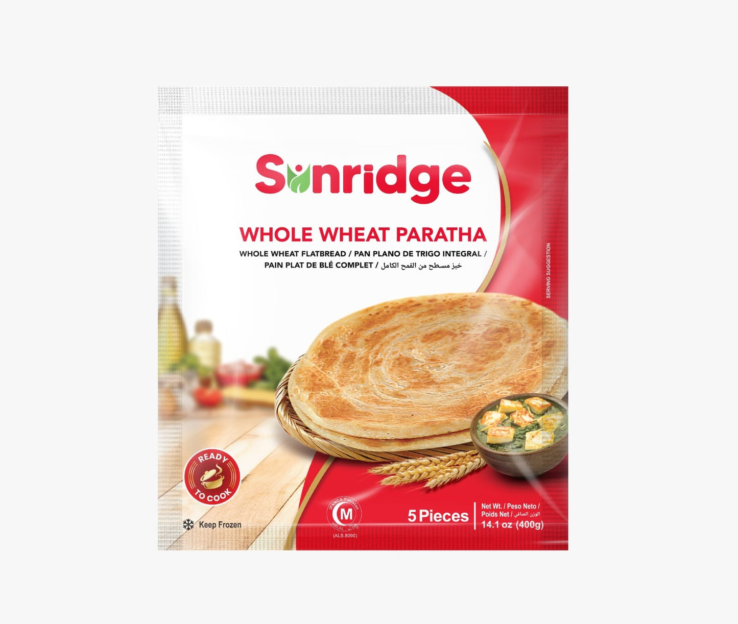 Paratha Whole Wheat 80g x 5Pcs (Sunridge)