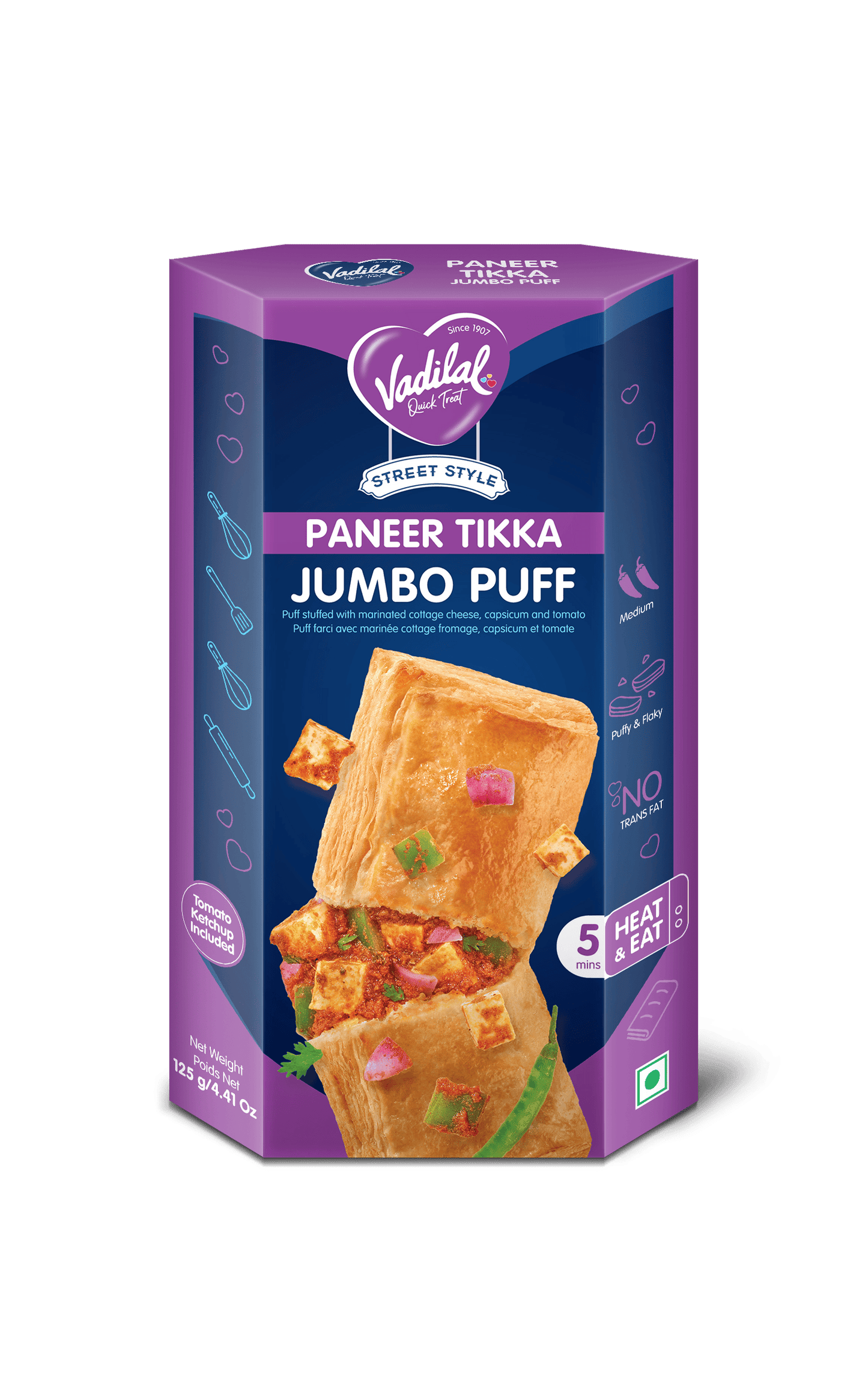 Vadilal Paneer Tikka Jumbo Puff 125g