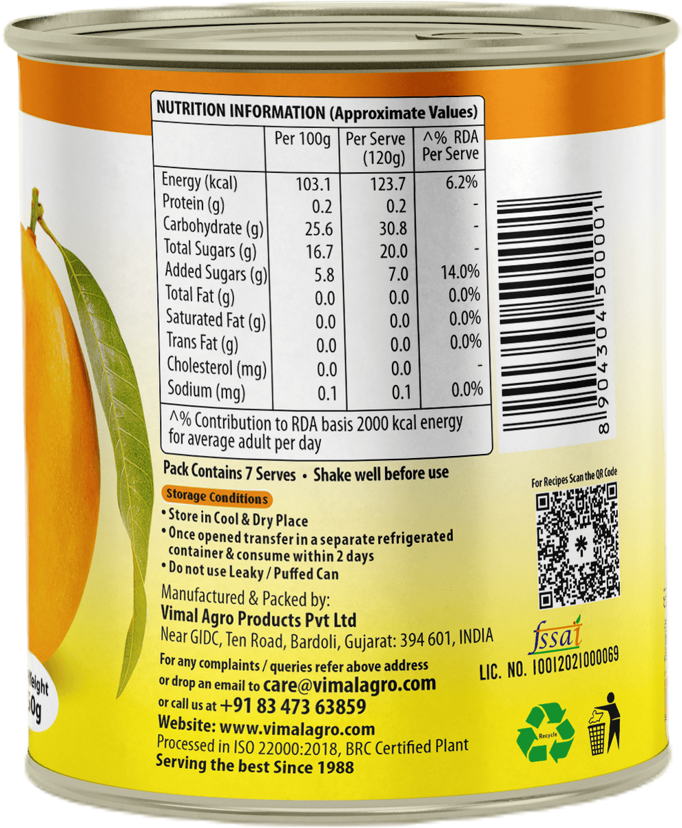 Swad Kesar Mango Pulp 850g (Sweetened)