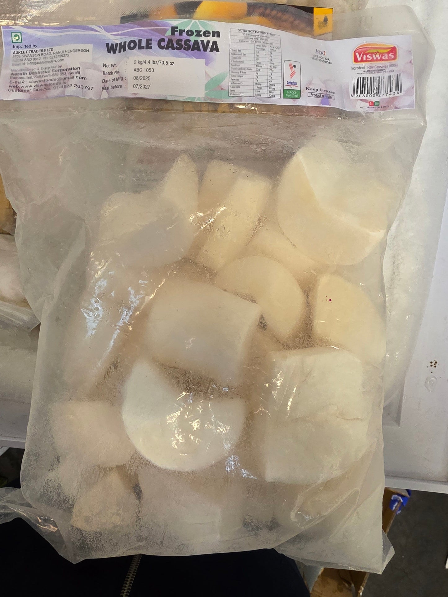 Frozen Whole Cassava 2Kg (Vishnu Bhavan)