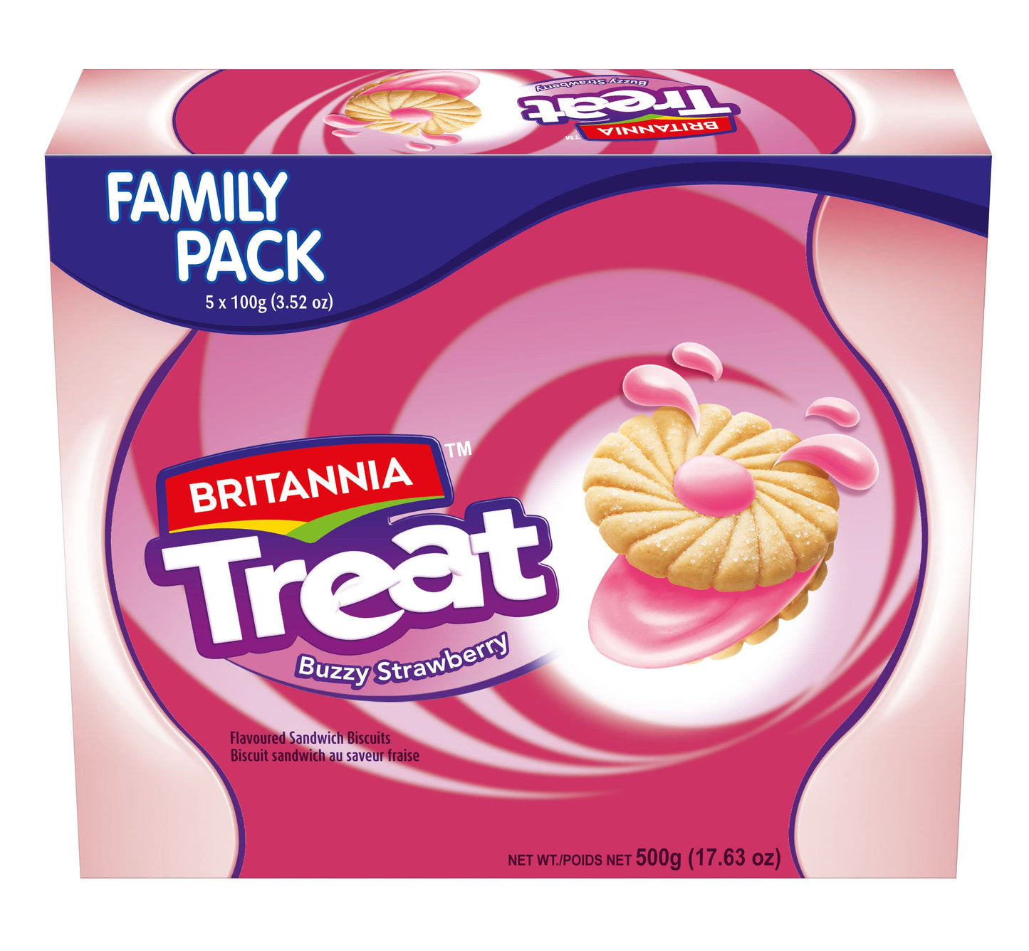 Britannia Treat Cream Strawberry 500g 8 Pack